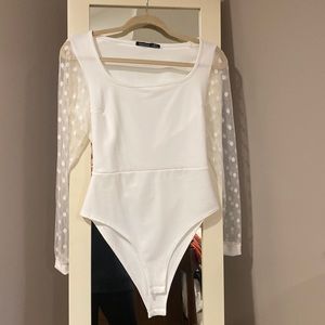 Hire polka dot sleeves body suit